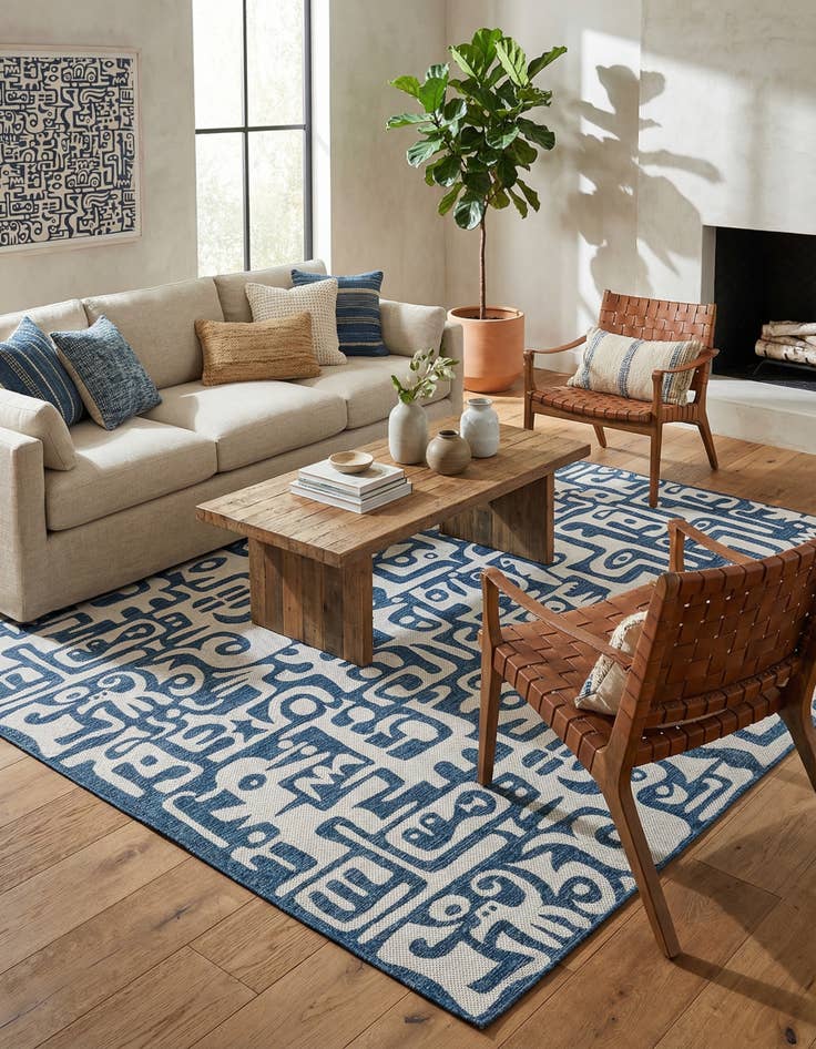 Detail image of 10' x 10'  Washable Modern Indoor / Outdoor Square Rug