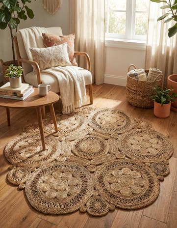 6' 1 x 6' 1 Handmade Braided Jute Round Rug