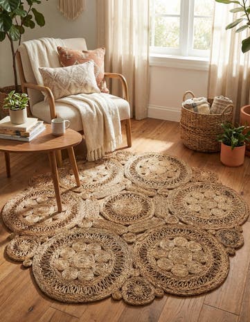 6' 1 x 6' 1 Handmade Braided Jute Round Rug