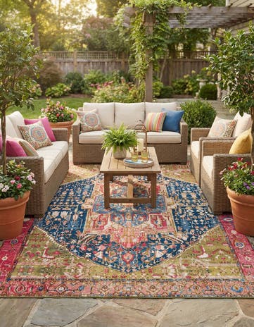 7' 10 x 11' Easy-Clean Traditional Indoor / Outdoor Rug