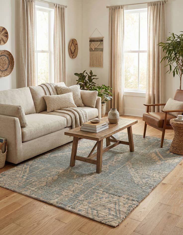 Detail image of 5' 3 x 8'  Hand Woven Chenille Jute Rug