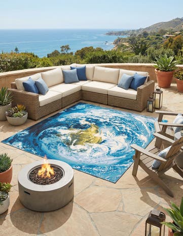 10' x 10' Easy-Clean Modern Indoor / Outdoor Square Rug