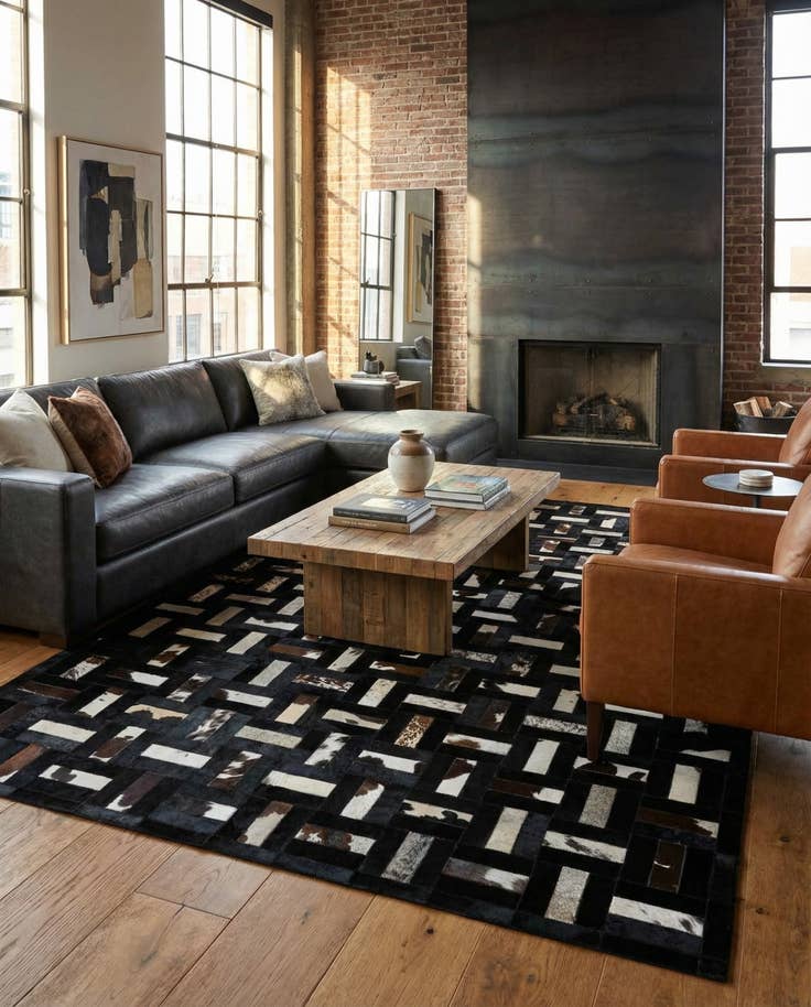 Detail image of 5' 3 x 8' 1 Cowhide - Patchwork Rug