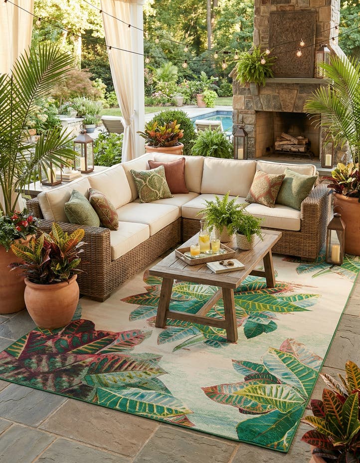 10' x 14' 2 Easy-Clean Botanical Indoor / Outd...