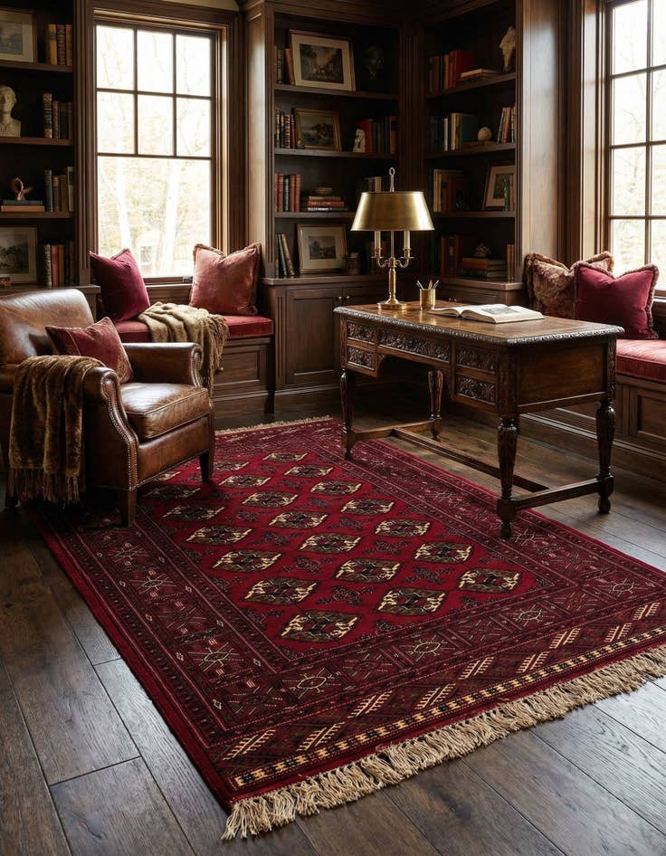 Detail image of  4' 3 x 6' 6  Hand Knotted Afghan Akhche Wool Rug