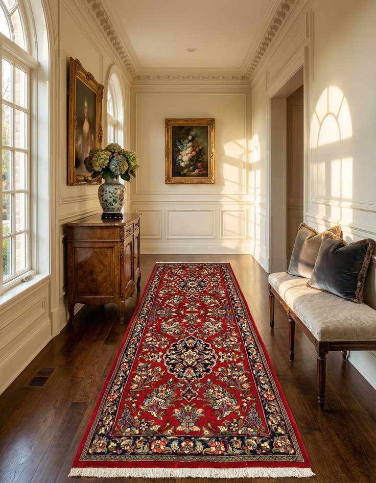 Detail image of  2' 4 x 6' 7  Hand Knotted Qom Persian Runner Rug