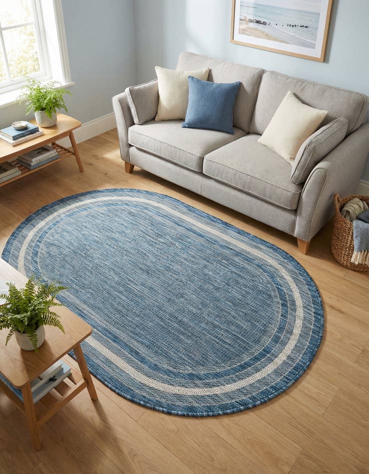 Detail image of 3' x 5' 3  Washable Border Indoor / Outdoor Oval Rug