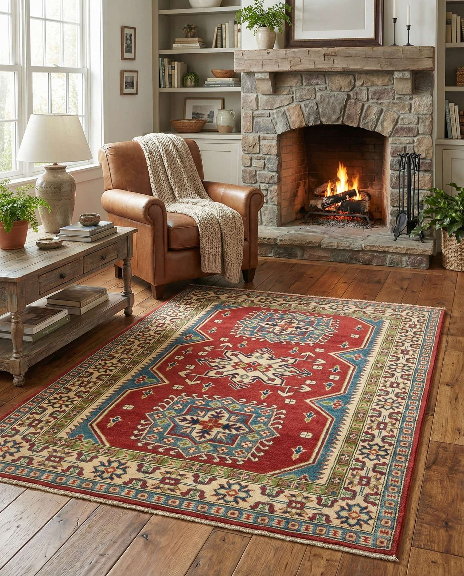 4' x 5' 9 Hand Knotted Kazak Rug