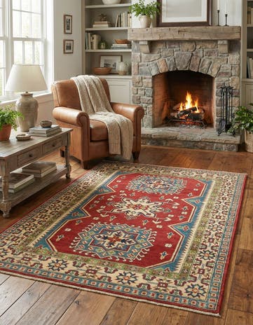4' x 5' 9 Hand Knotted Kazak Rug