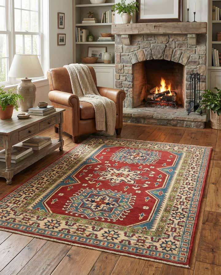 4' x 5' 9 Hand Knotted Kazak Rug