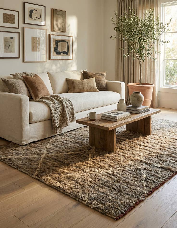 Detail image of 4' 6 x 5'  Hand Knotted Darya Wool Square Rug