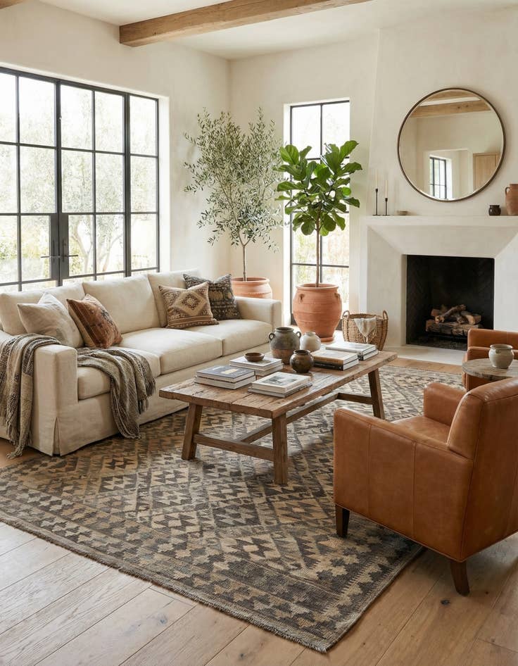 Detail image of  6' 4 x 9' 8  Hand Woven Kilim Maymana Wool Rug