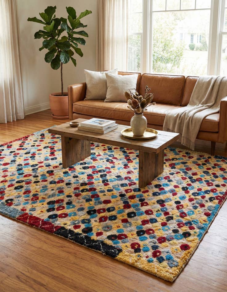 Detail image of 7' 7 x 10'  Hand Knotted Moroccan Wool Rug