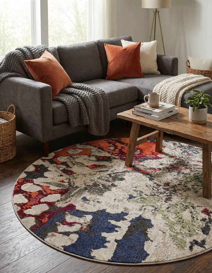 Detail image of 6' x 6'  Washable Haerfest Round Rug