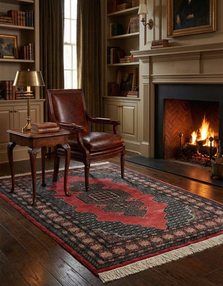 Detail image of  4' 2 x 6' 3  Hand Knotted Bokhara Rug