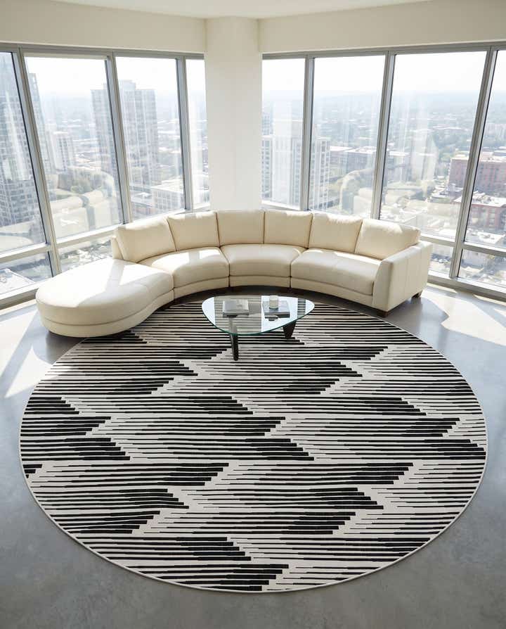 12' x 12' Easy-Clean Modern Indoor / Outdoor Round Rug
