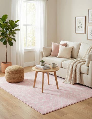 Pink Moroccan Trellis Square Rug