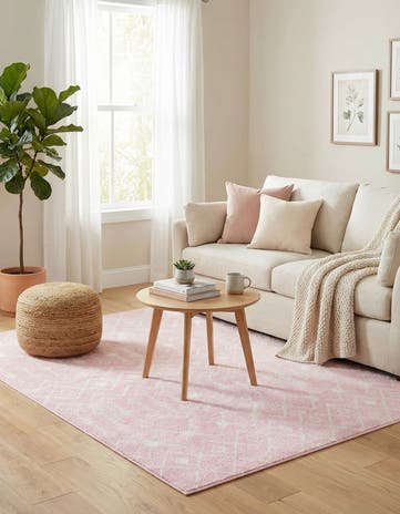 Pink Moroccan Trellis Square Rug