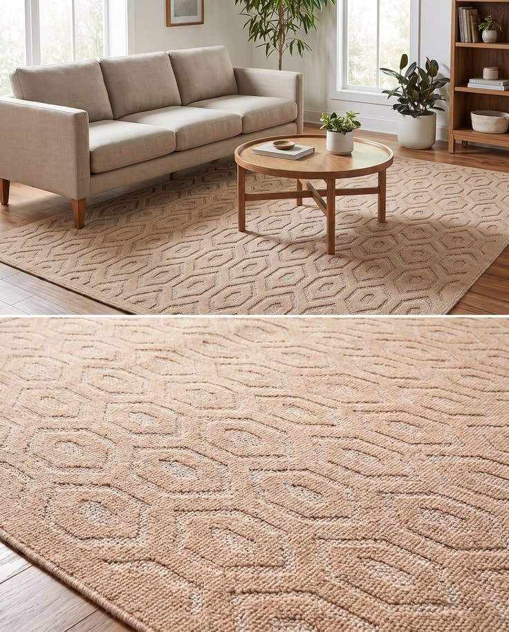 Detail image of 7' 10 x 10' Easy-Clean Trellis Textured Indoor / Outdoor Rug