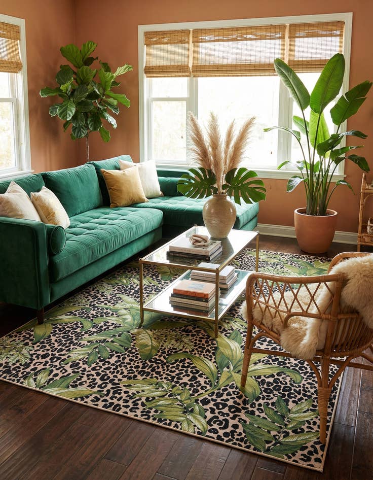 Detail image of 10' x 14' 2  Washable Botanical Indoor / Outdoor Rug