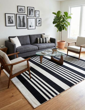 Black and White Milano Square Rug
