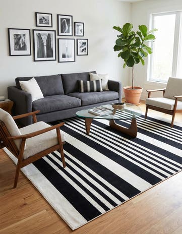 Black and White Milano Square Rug