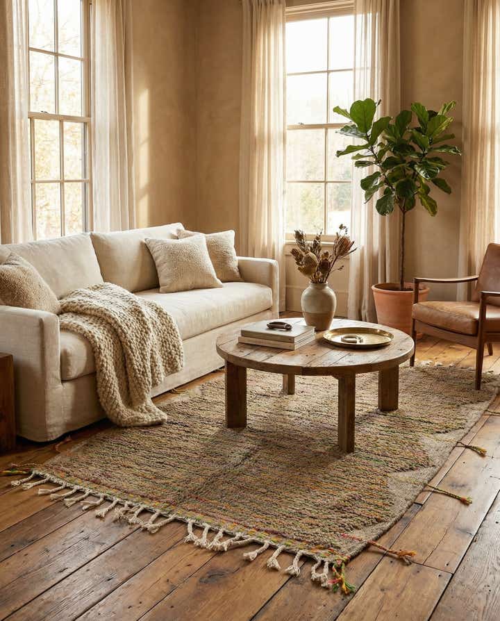 4' 4 x 6' 2 Hand Knotted Moroccan Wool Rug