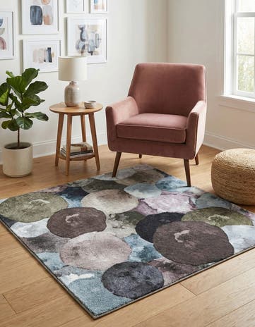 Multi Gray Medina Square Rug