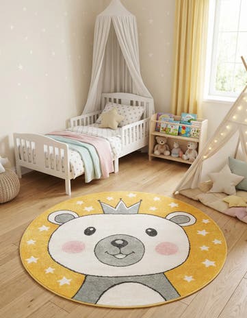 5' 3 x 5' 3 Bear Whimsy Kids Round Rug