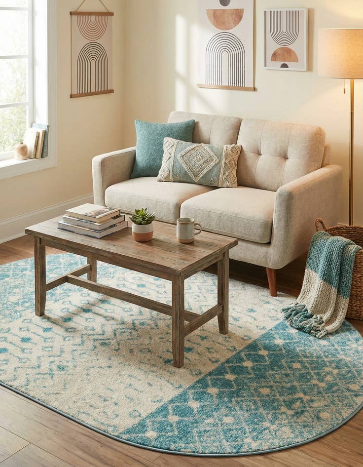 Detail image of 4' x 6' Moroccan Trellis Oval Rug