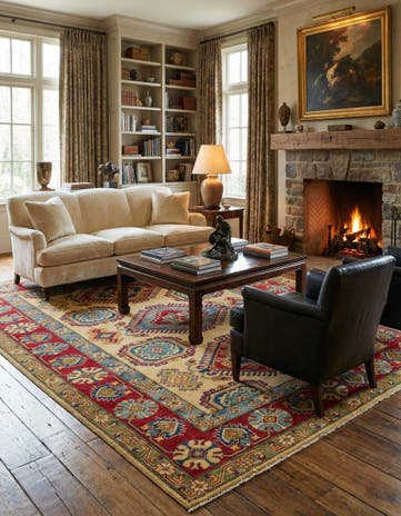 6' 4 x 9' 7 Hand Knotted Kazak Rug