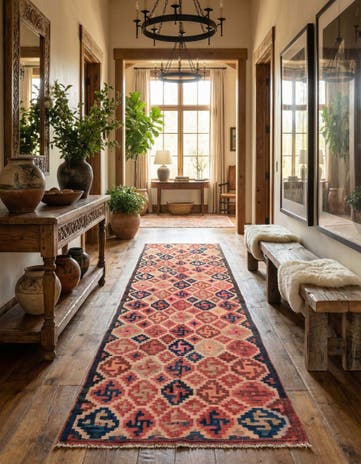 4' x 13' 2 Hand Woven Kilim Fars Wool Runner Rug
