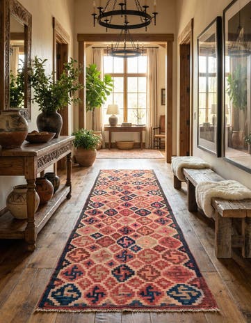 4' x 13' 2 Hand Woven Kilim Fars Wool Runner Rug