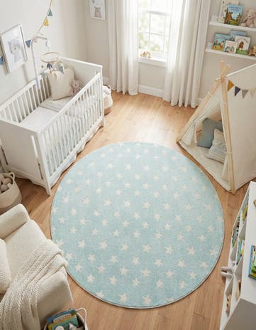 Clear Blue Whimsy Kids Round Rug