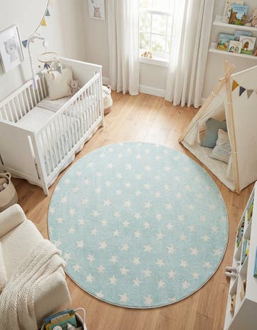 Clear Blue Whimsy Kids Round Rug