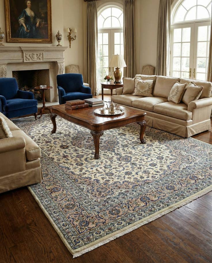 Detail image of 9' 11 x 13' 4 Hand Knotted Kashan Persian Wool Rug