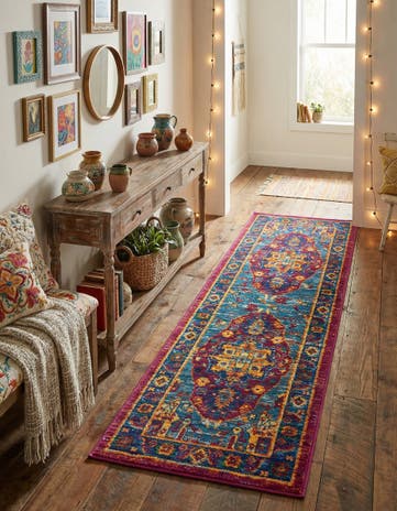 Pink Blue Calypso Runner Rug