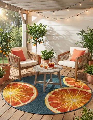 4' x 4' Easy-Clean Modern Indoor / Outdoor Round Rug