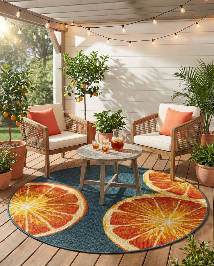 Detail image of 4' x 4' Easy-Clean Modern Indoor / Outdoor Round Rug