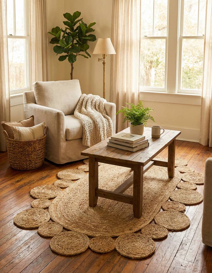 Detail image of 3' 1 x 5' 1  Hand Braided Jute Oval Rug