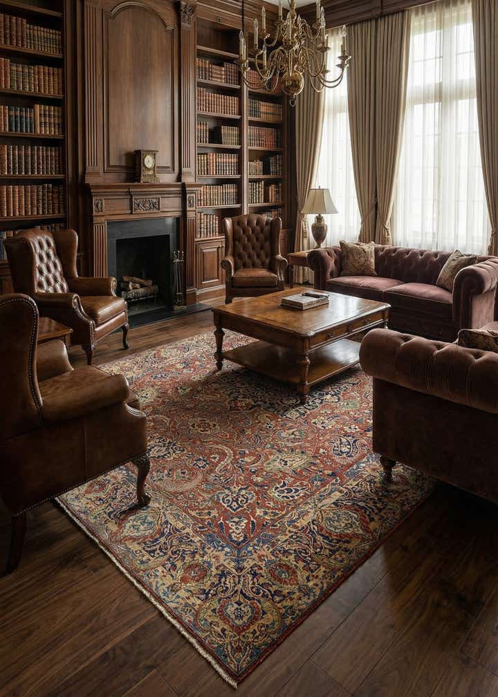 9' 3 x 11' 6 Hand Knotted Sarough Persian Wool Rug