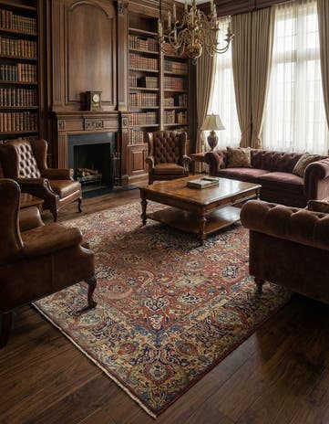 9' 3 x 11' 6 Hand Knotted Sarough Persian Wool Rug