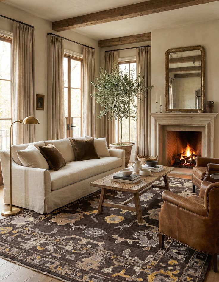 Detail image of 10' 2 x 14' 3  Hand Knotted Oushak Wool Rug