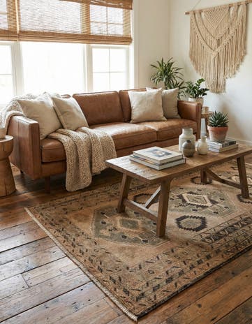 3' 7 x 7' 3 Hand Knotted Ultra Vintage Persian Wool Runner Rug