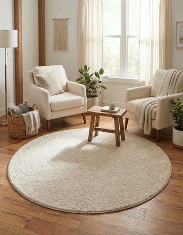 6' x 6' Solid Frieze Round Rug