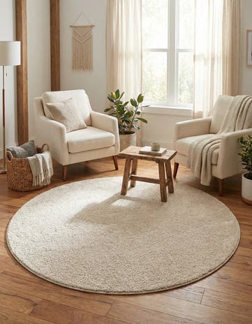 6' x 6' Solid Frieze Round Rug