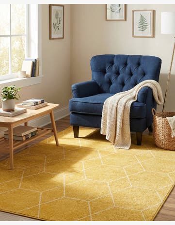 Yellow Lattice Frieze Rug