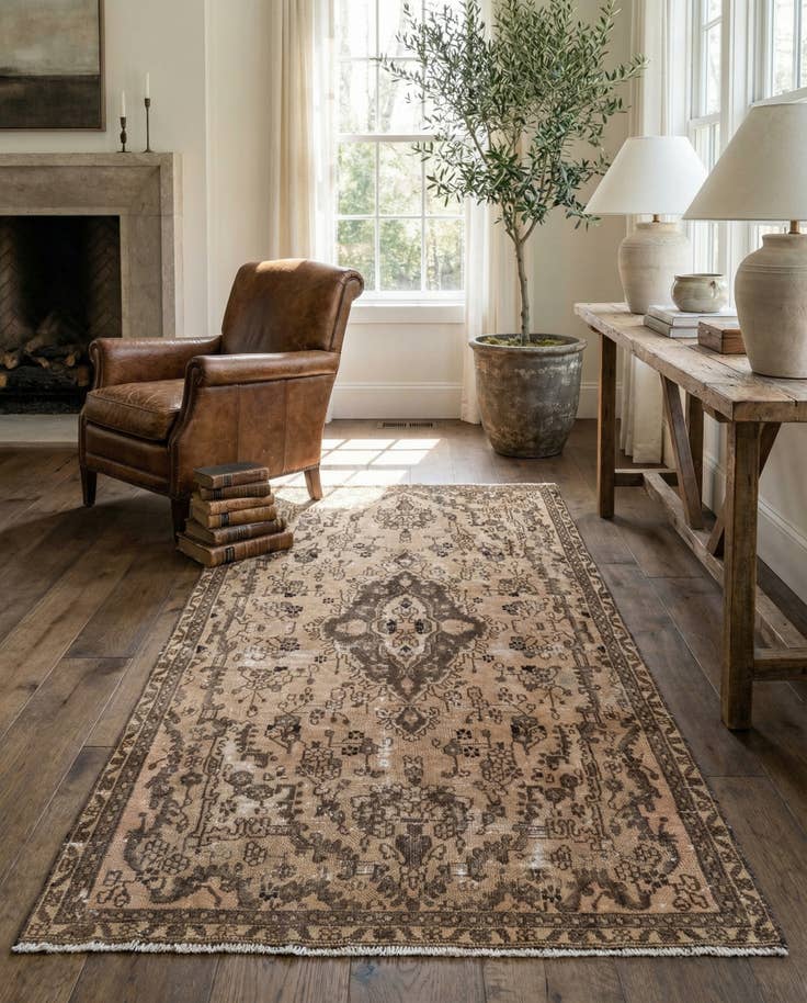 Detail image of 4' 8 x 8' 6 Hand Knotted Ultra Vintage Persian Wool Rug