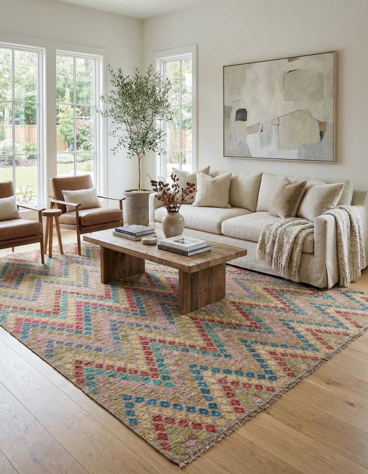 Detail image of 8' 10 x 11'  Hand Woven Kilim Modern Wool Rug