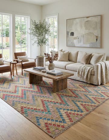 8' 10 x 11' Hand Woven Kilim Modern Wool Rug
